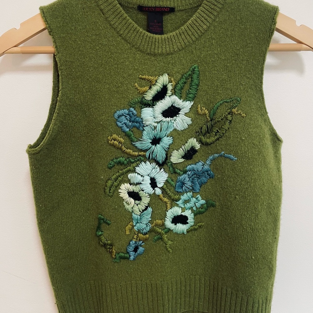 Lucky Brand Olive Wool Sweater
